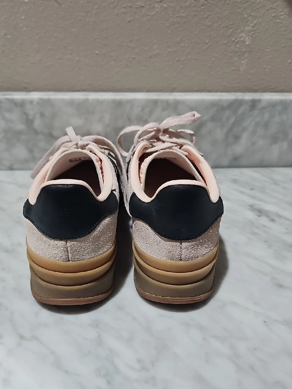 adidas Gazelle Platform Sneakers in Blush Pink with Black Stripes - Picture 4 of 7